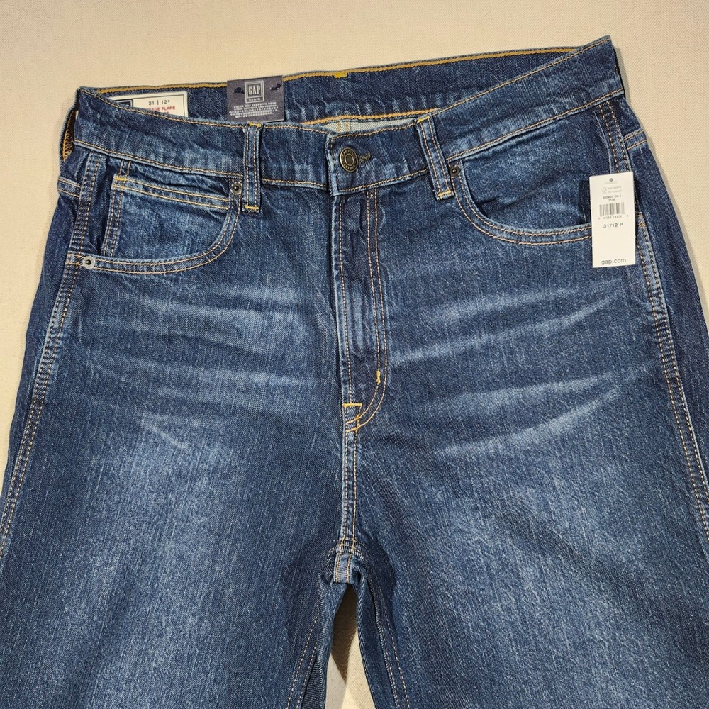 GAP NWT Vintage Flare High Rise Jean Dark Wash Blue Denim Women Sz 31 12P Petite - Picture 2 of 15